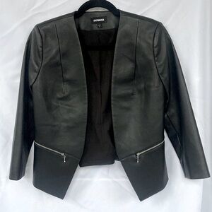 Express faux leather blazer jacket with silver zippers